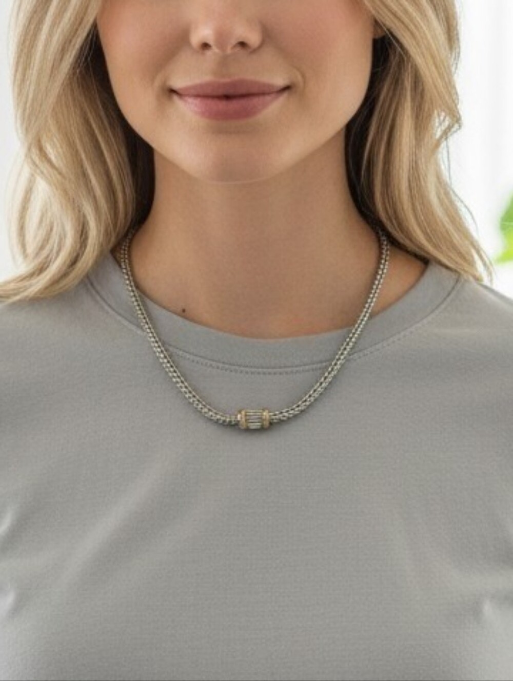 Two-Tone Silver and Gold Women's Necklace